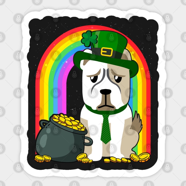 American Bulldog Rainbow Irish Clover St Patrick Day Dog product Sticker by theodoros20